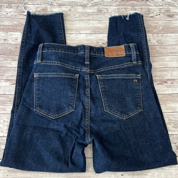 Madewell 10" High Rise Dark Wash Raw Hem Skinny Jeans - Picture 7 of 14